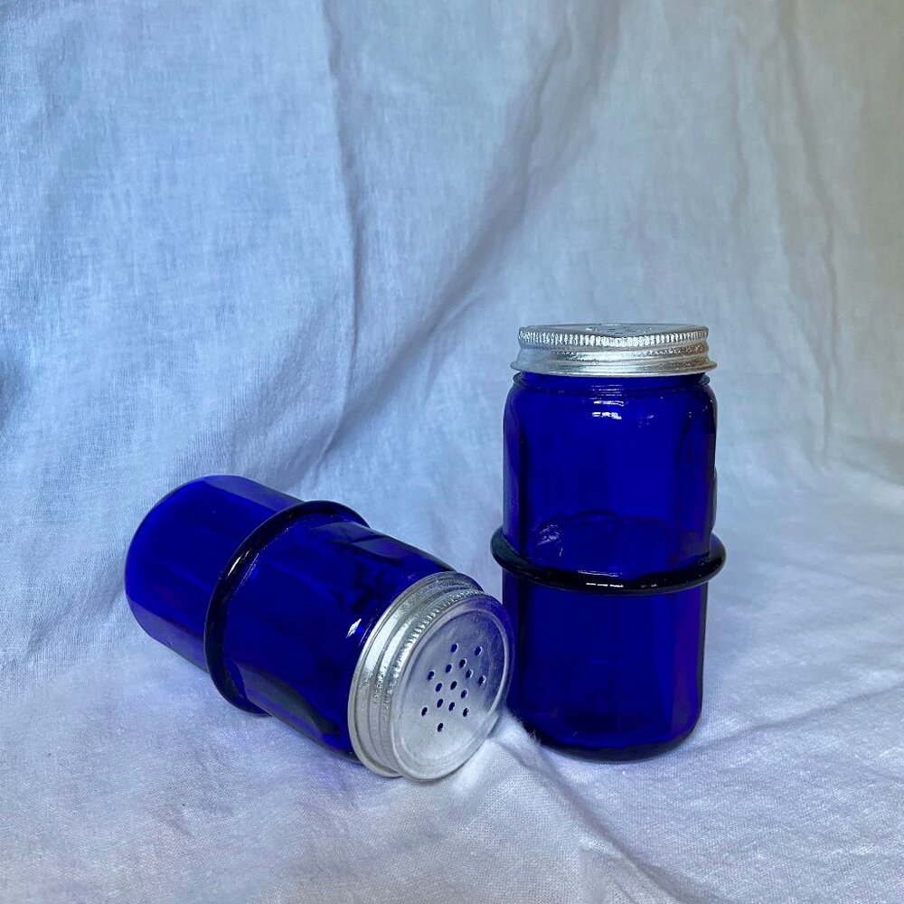 Vintage Cobalt Blue Glass Salt & Pepper Shakers